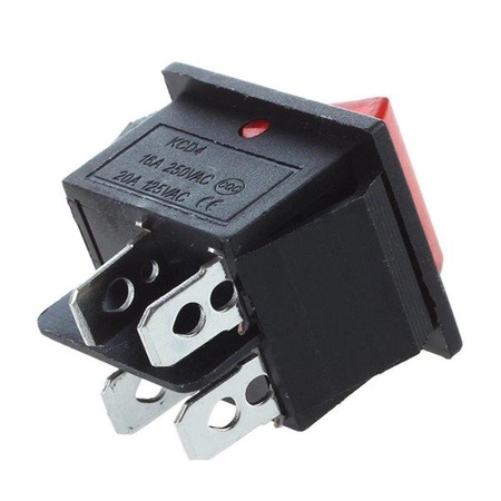 Przełącznik klawiszowy KCD7 - czerwony - przełącznik ON/OFF - 220V - 4 PIN