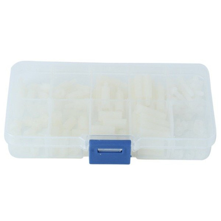 Set of 120 pieces Screws and Spacer Bushings M3 - 6/10/15/20 mm - Nylon