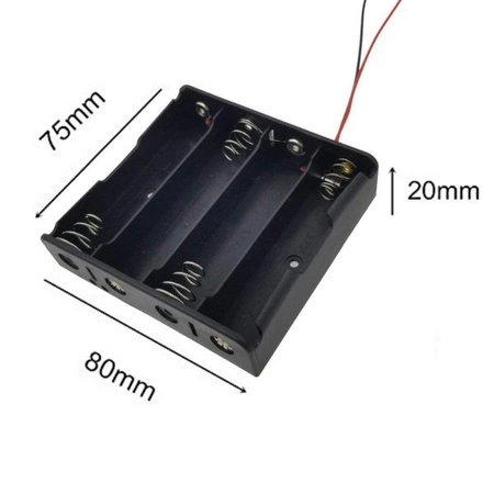 Koszyk na akumulator 4x 18650 3,7V Li-Ion - koszyczek na baterie (ogniwo) z przewodami