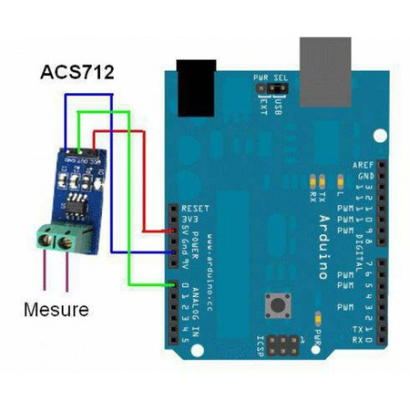 Moduł pomiaru prądu ACS712 - 20A - czujnik / sensor prądu - ARDUINO